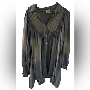 Jaded Gypsy Blue Button-Up Women's Tunic Dress